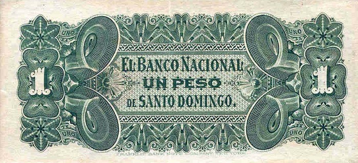 Обратная сторона банкноты Доминиканской республики номиналом 1 Песо