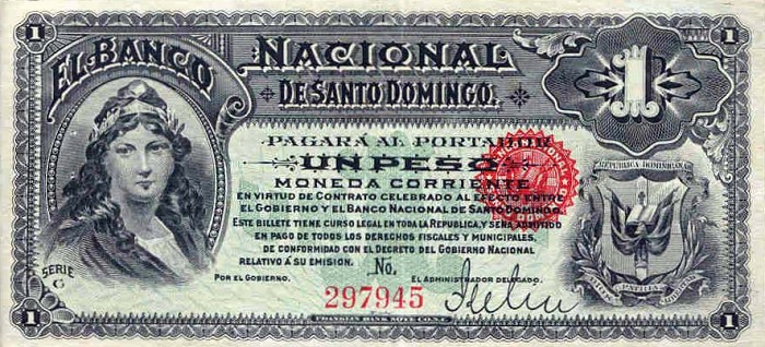 Лицевая сторона банкноты Доминиканской республики номиналом 1 Песо