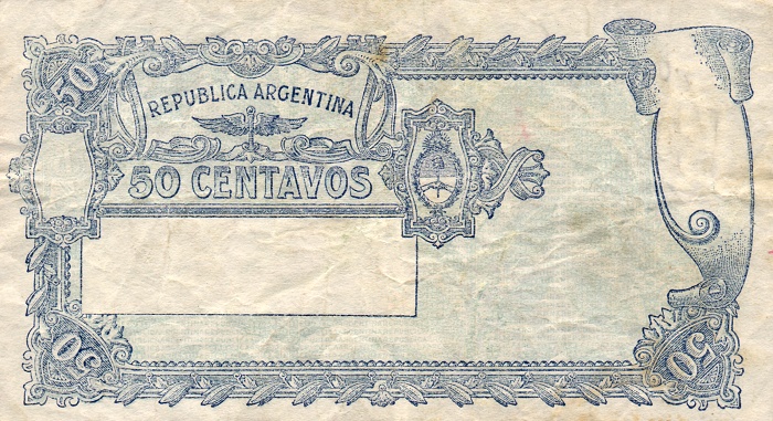 Обратная сторона банкноты Аргентины номиналом 50 Сентаво
