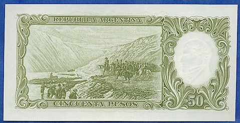 Обратная сторона банкноты Аргентины номиналом 50 Песо — 5000 Песо