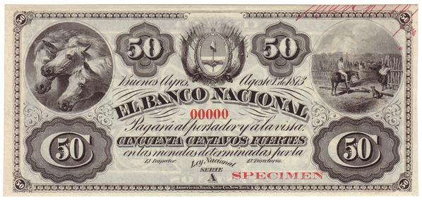 Лицевая сторона банкноты Аргентины номиналом 50 Сентаво