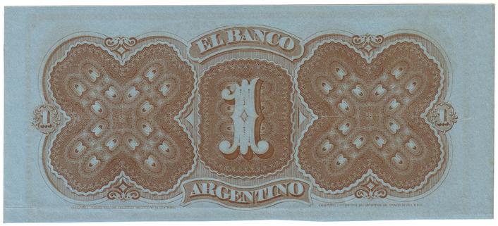 Обратная сторона банкноты Аргентины номиналом 1 Песо