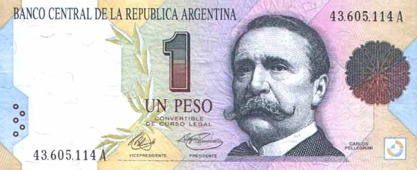 Лицевая сторона банкноты Аргентины номиналом 1 Песо