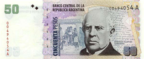 Лицевая сторона банкноты Аргентины номиналом 50 Песо