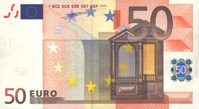 Лицевая сторона банкноты Испании номиналом 50 Евро