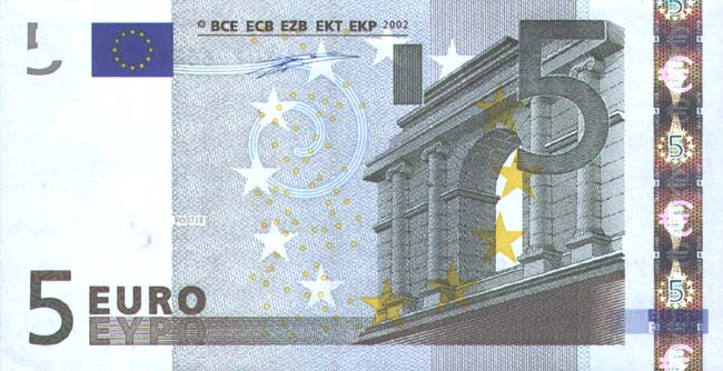 Лицевая сторона банкноты Испании номиналом 5 Евро