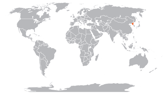 КНДР на карте мира