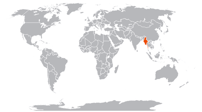 Мьянма на карте мира
