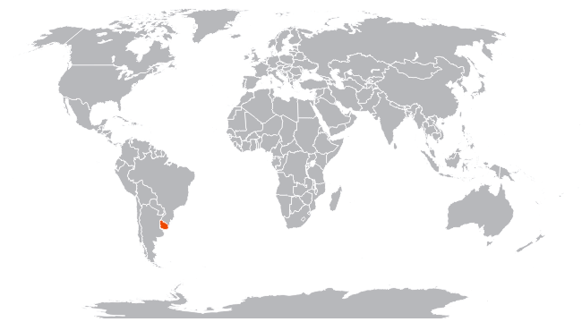 Уругвай на карте мира