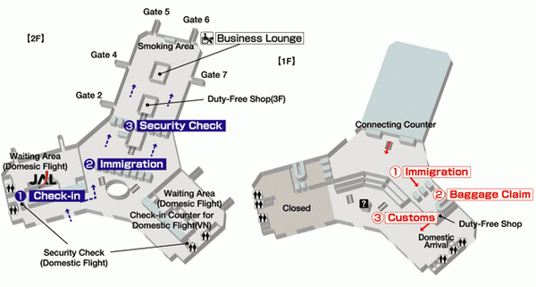 Схема терминалов авиакомпании JAL аэропорта Ханоя