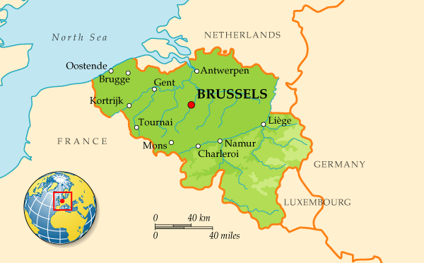 Подробная карта Бельгии
