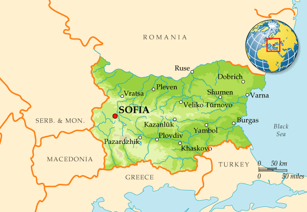Подробная карта Болгарии