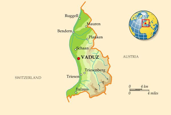 Подробная карта Лихтенштейна