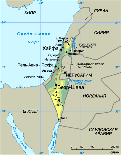 Подробная карта Израиля