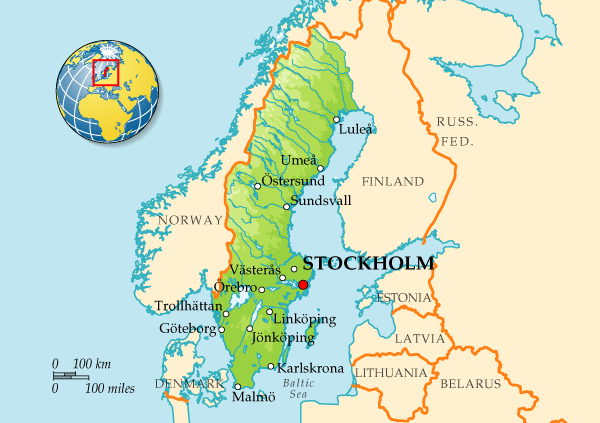 Карта Швеции
