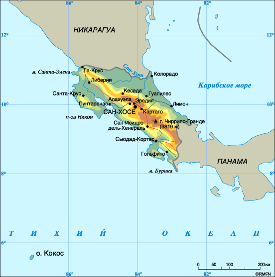 Карта Коста-Рики