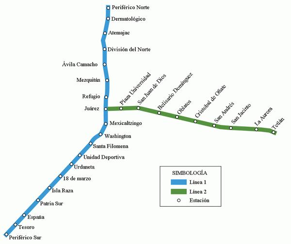Схема метро Гвадалахары
