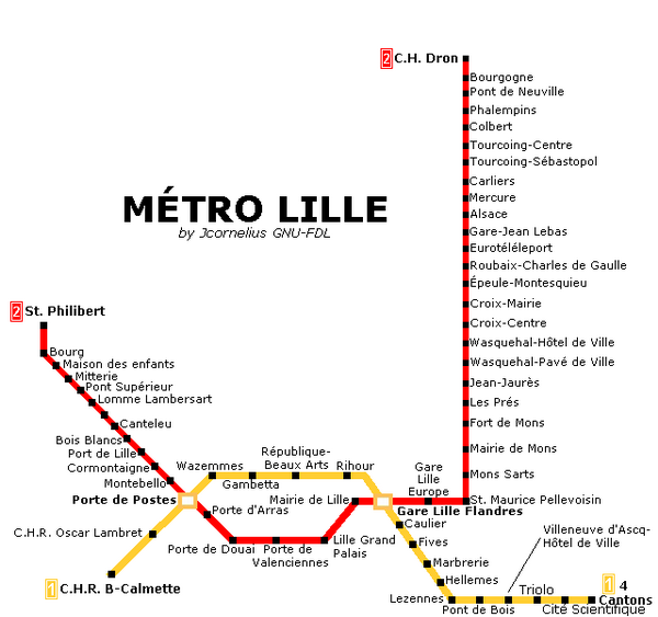 Схема метро Лилля