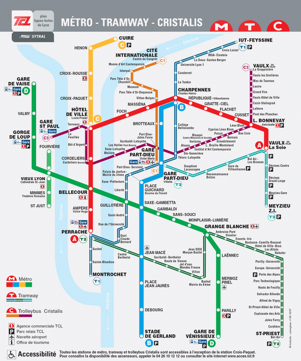 Схема метро Лиона