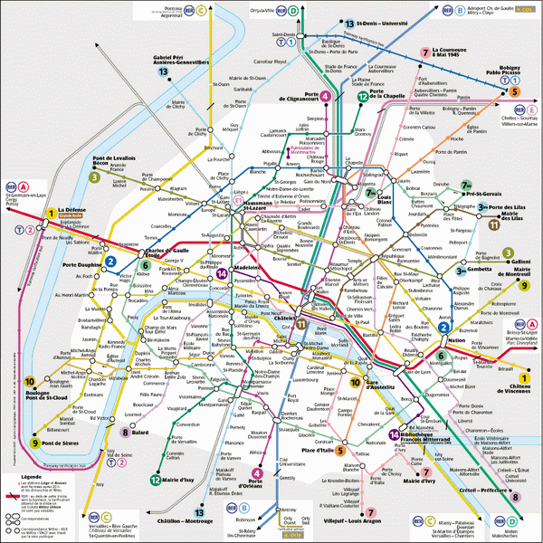 Схема метро Парижа