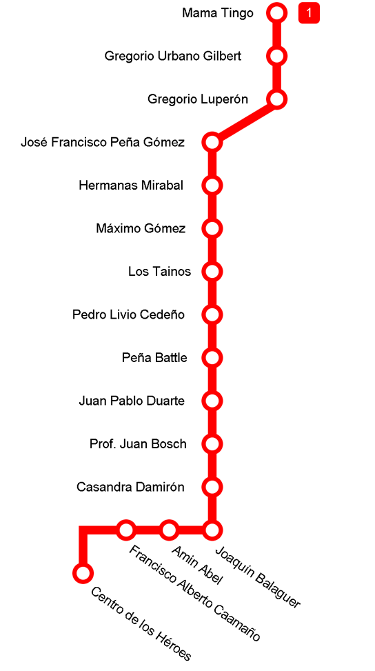 Схема метро Санто-Доминго