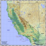 Карта рельефа Калифорнии