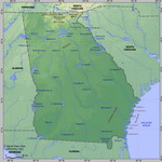 Карта рельефа Джорджии