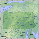 Карта рельефа Пенсильвании