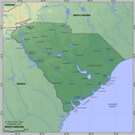 Карта рельефа Южной Каролины