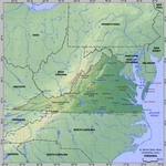 Карта рельефа Вирджинии