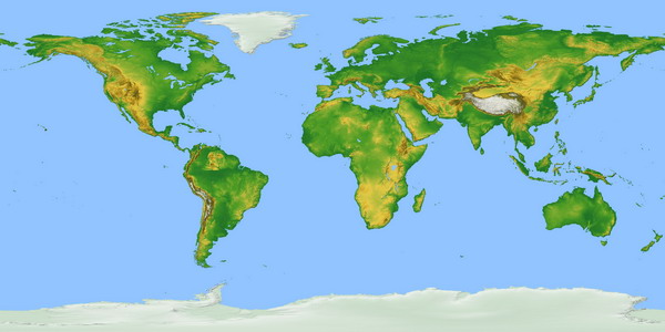Карта рельефов мира